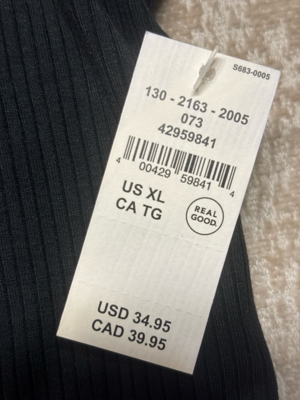 NWT Offline by Aerie Thumbs Up Cropped Ribbed Tank Black XL Built-In Shelf Bra - Picture 7 of 12